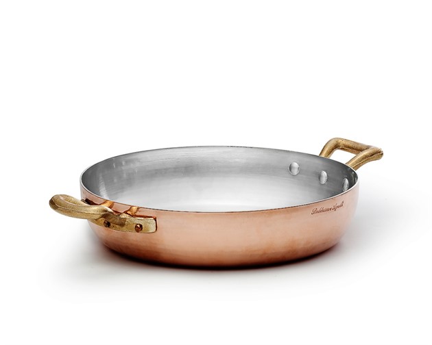 Kopparpanna. Förtennad med 2st htg i mässing