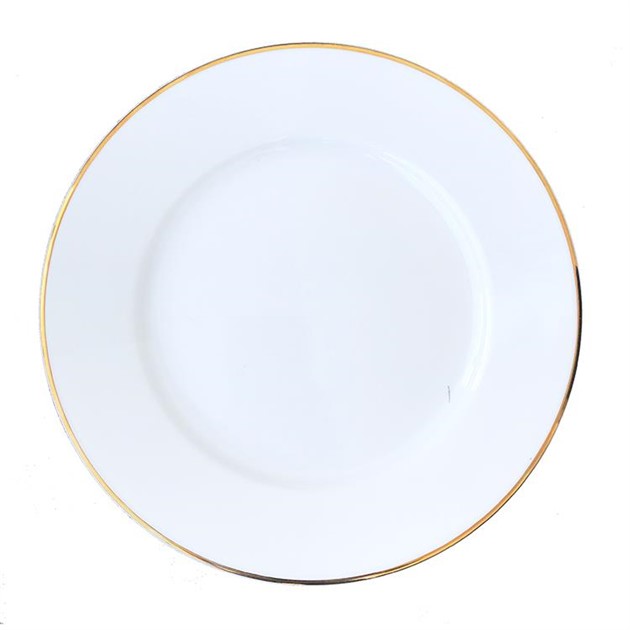Vit tallrik med guldkant Ø 26,5