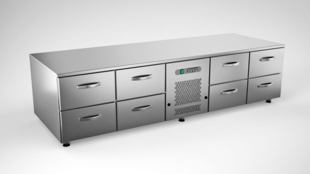 Grillkylbänk 2000mm, 8 lådor