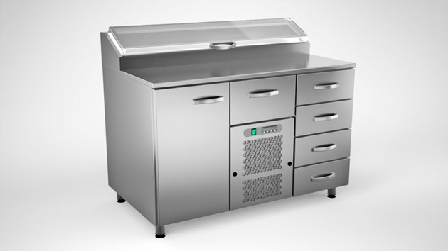 Kallskänkbänk 1200mm, 1 dörr, 5 lådor