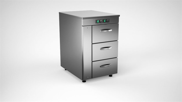 Värmeskåp 500mm, 3 lådor