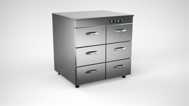 Värmeskåp 800mm, 6 lådor